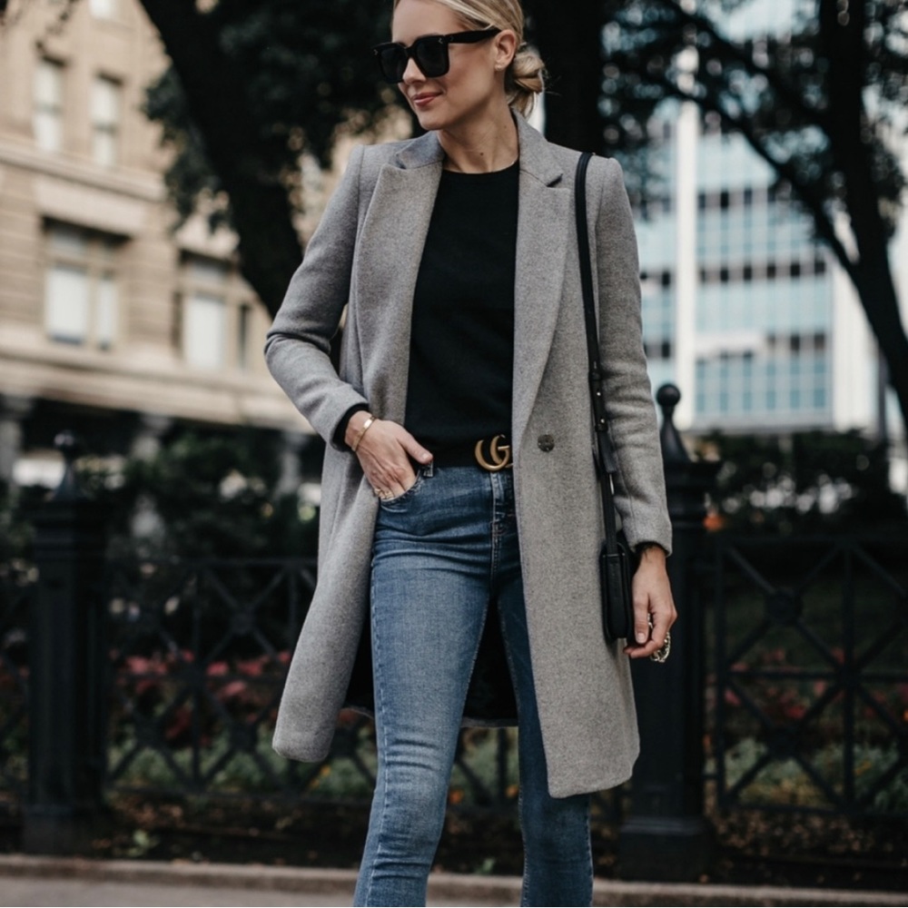 Zara heather grey TRF long coat, size XS